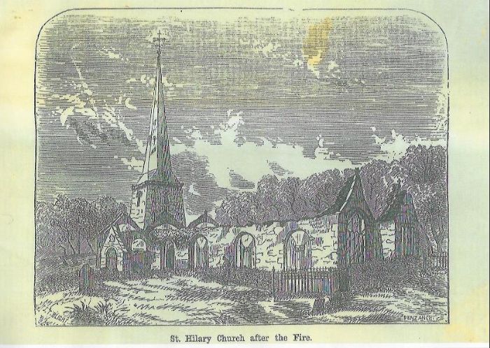 An engraving by John Blight shows the church in ruins